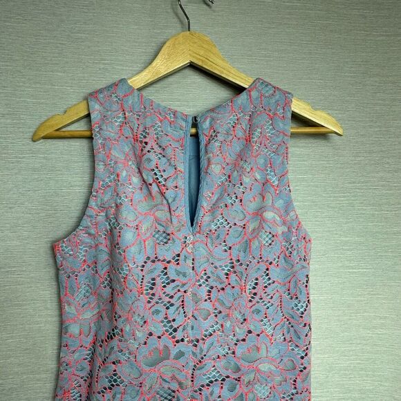 CYNTHIA STEFFE SLEEVELESS PLACID BLUE LACE SHIFT DRESS size 2 - Picture 6 of 9